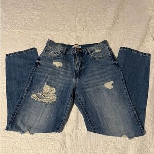 Distressed Blue Jeans
